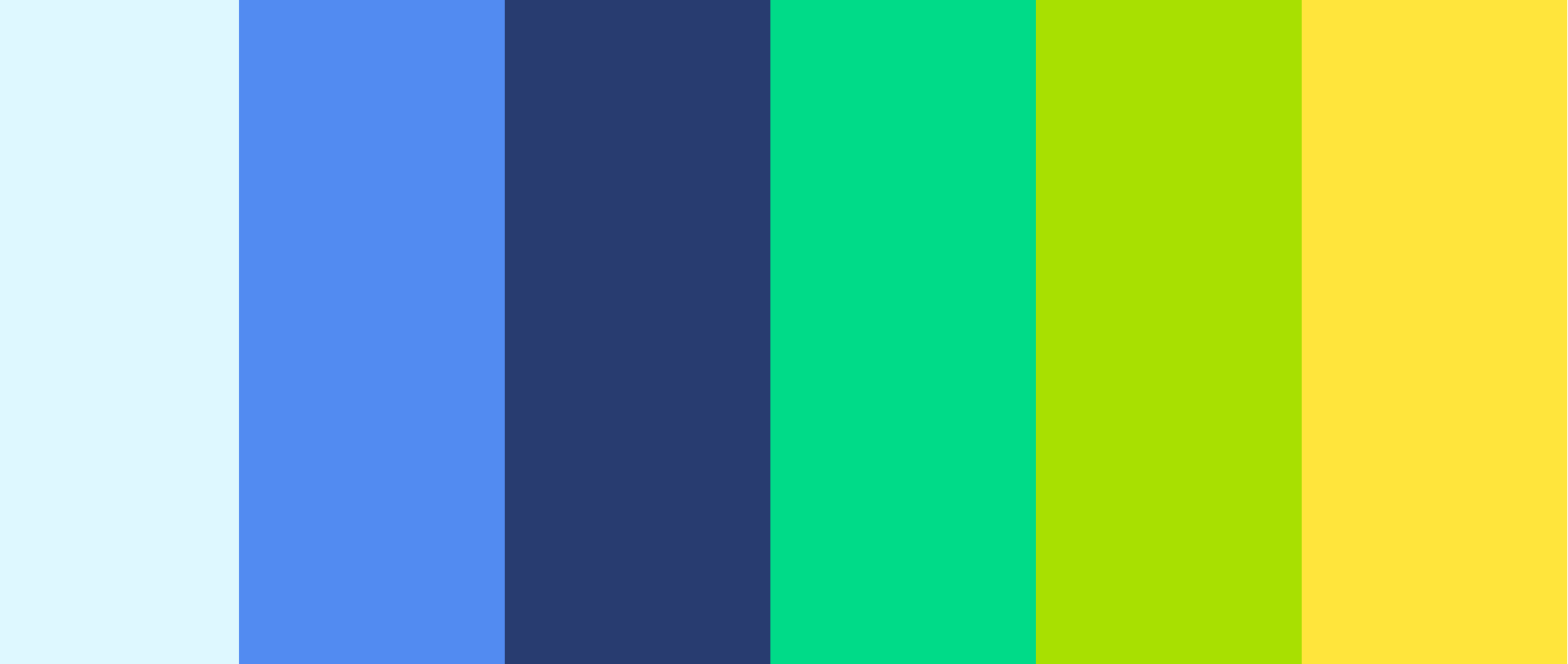 Nura color palette: cyan, blue, navy, emerald, lime and yellow
